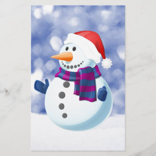 Snowman Winter Merry Christmas Snow Stationery