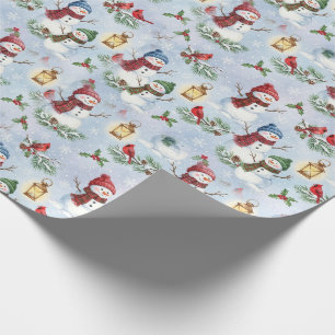 Snowman Winter Welcome Cozy Christmas Wrap Paper
