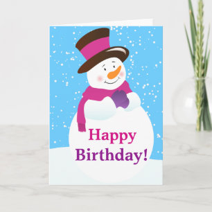 Snowman Winter Wonderland Birthday Greeting Card