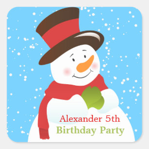 Snowman Winter Wonderland Birthday Sticker