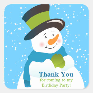 Snowman Winter Wonderland Girl Thank You Sticker