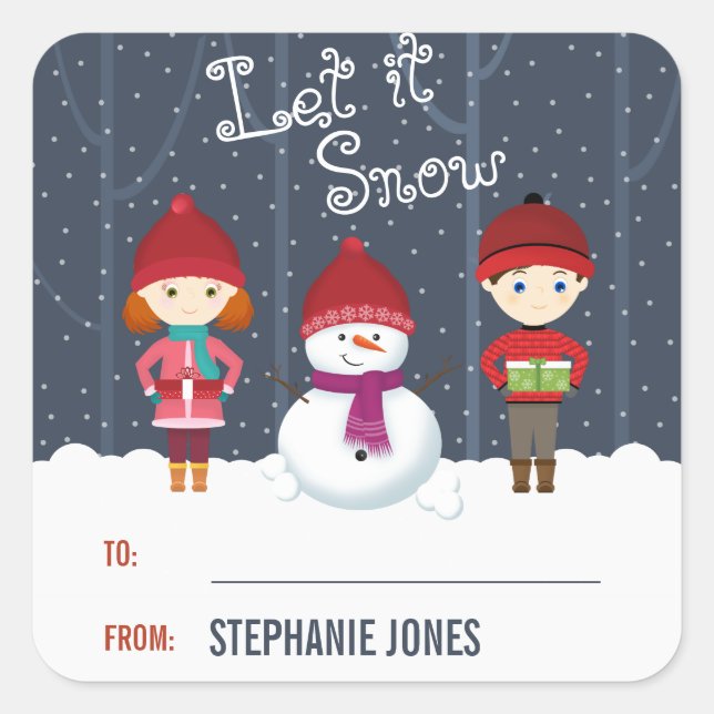 Snowman Winter Wonderland Square Sticker (Front)