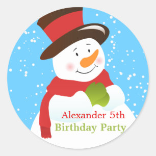 Snowman Winter Wonderland Sticker d'anniversaire