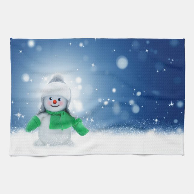 Snowman Wishes Kitchen Towel (Horizontal)