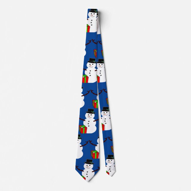 Snowman with a Gift  Tie (Front)