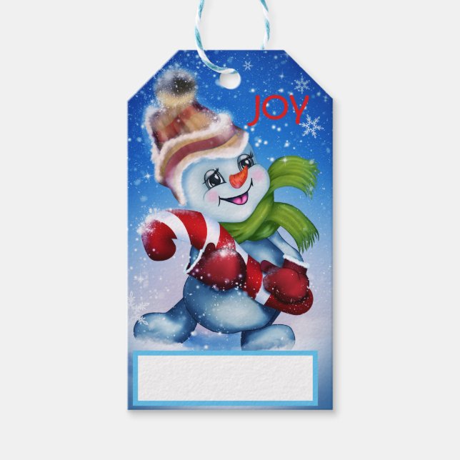 Snowman with a scarf gift tags (Front)