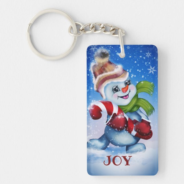 Snowman with a scarf keychain (Front)