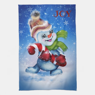 Snowman with a scarf kitchen towel