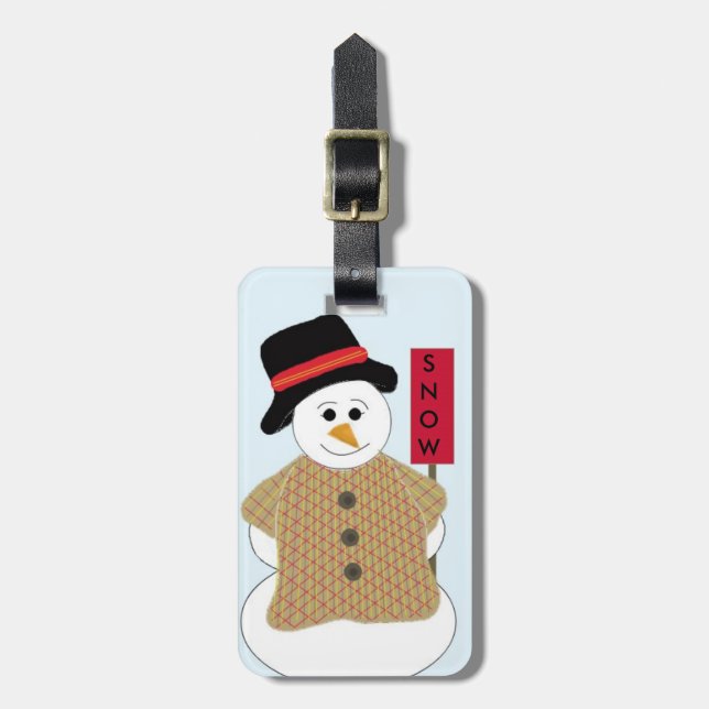 Snowman with a Snow Sign Luggage Tag (Front Vertical)
