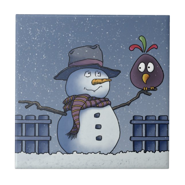 Snowman with Bird Tile (Front)