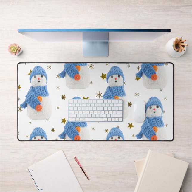 Snowman with blue hat and scarf desk mat (Office 1)
