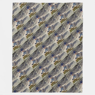 Snowman with Blue hat, gloves and Scarf Fleece Blanket