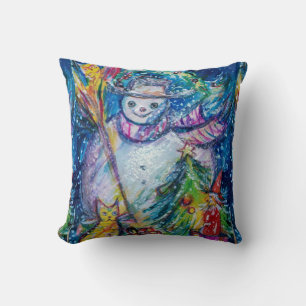 SNOWMAN WITH CHRISTMAS TREE AND TOYS THROW PILLOW