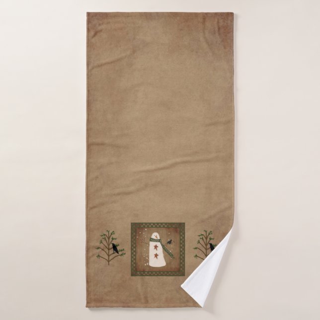 Snowman With Crow Towel Set (Bath Towel)