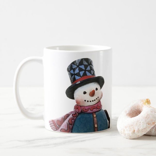 Snowman with Custom Message Mug (With Donut)