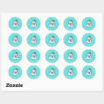 Snowman With Custom Name | Christmas Turquoise Classic Round Sticker<br><div class="desc">These round turquoise christmas stickers feature a cute snowman. The finishing touch is your child's name in twirly font. To change the name or the snowman click on the personalize button. This design contains elements of A.I.</div>
