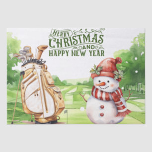 Snowman with golf-themed  golfer Christmas gift Tissue Paper