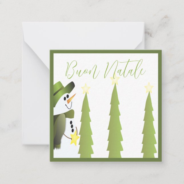 Snowman With Green And Stars Card (Front)