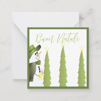 Snowman With Green And Stars Card