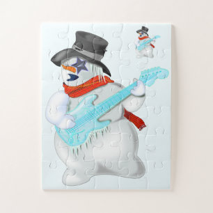 Snowman with Guitar Jigsaw Puzzle Gift
