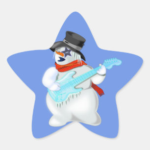 Snowman with Guitar Sticker - Customizable