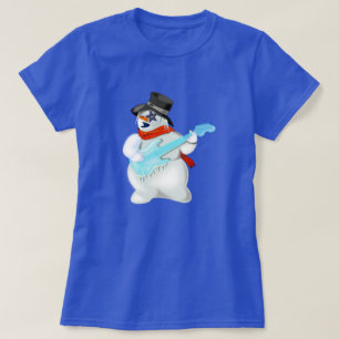 Snowman with Guitar T-Shirt Funny
