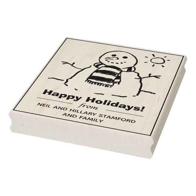 Snowman with Happy Holidays Message! Rubber Stamp (Stamp)