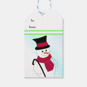 Snowman with Hat and Cane Gift Tags