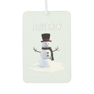 Snowman with hat and scarf. I Love Snow Air Freshener