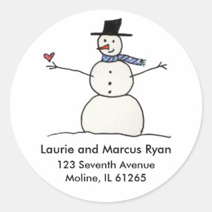 Snowman with Heart Address Labels