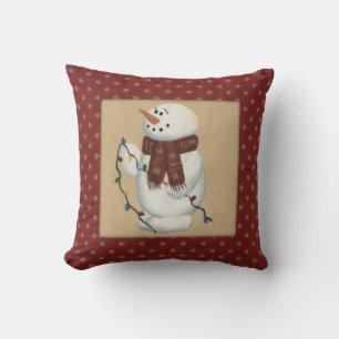 Snowman With Lights Pillow