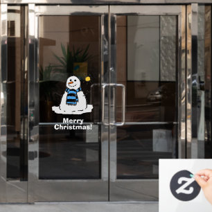 Snowman with Merry Christmas Window Cling
