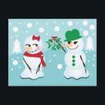 Snowman with Mistletoe Wanting a Kiss Postcard<br><div class="desc">A snowman with mistletoe,  very romantic and adorable for the holiday season. Perfect for a couple at the holiday season.</div>