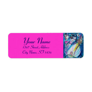 SNOWMAN WITH OWL  Blue Pink Fuchsia Christmas