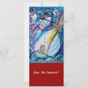 SNOWMAN WITH OWL , Christmas Party Invitation