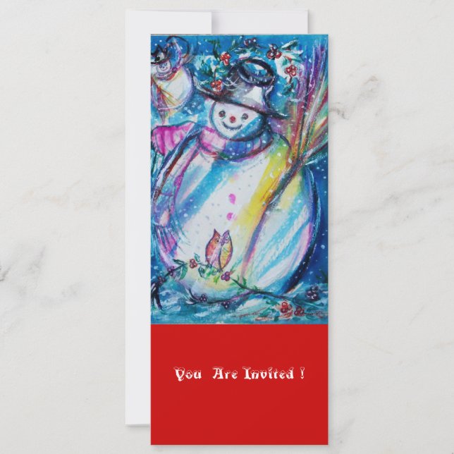 SNOWMAN WITH OWL , Christmas Party Invitation (Front)