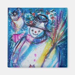 SNOWMAN WITH OWL MAGNET