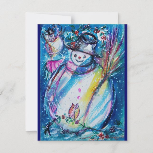 SNOWMAN WITH OWL , New Year's Eve Party Invitation (Front)