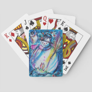 SNOWMAN WITH OWL , Winter Fun Playing Cards