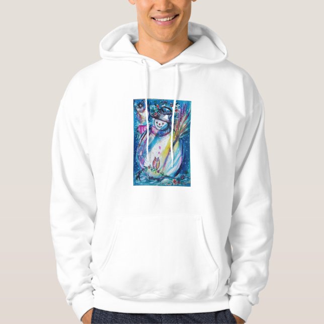 SNOWMAN WITH OWL Winter Season Hoodie (Front)