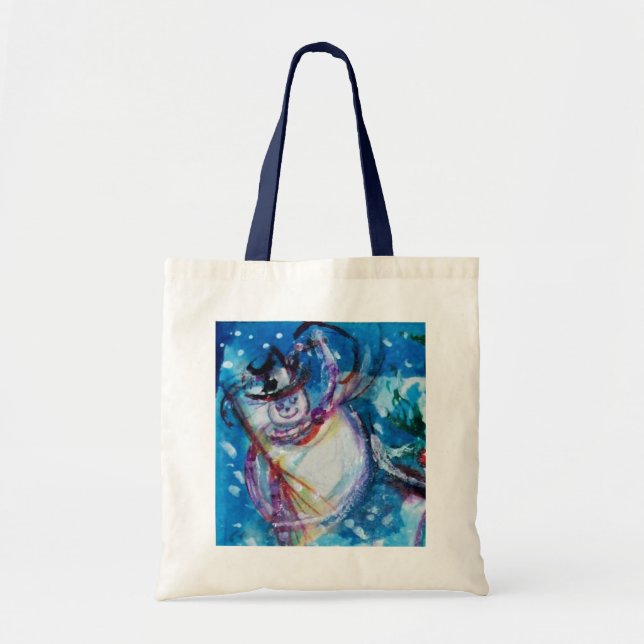 SNOWMAN WITH OWL Winter Season Tote Bag (Front)