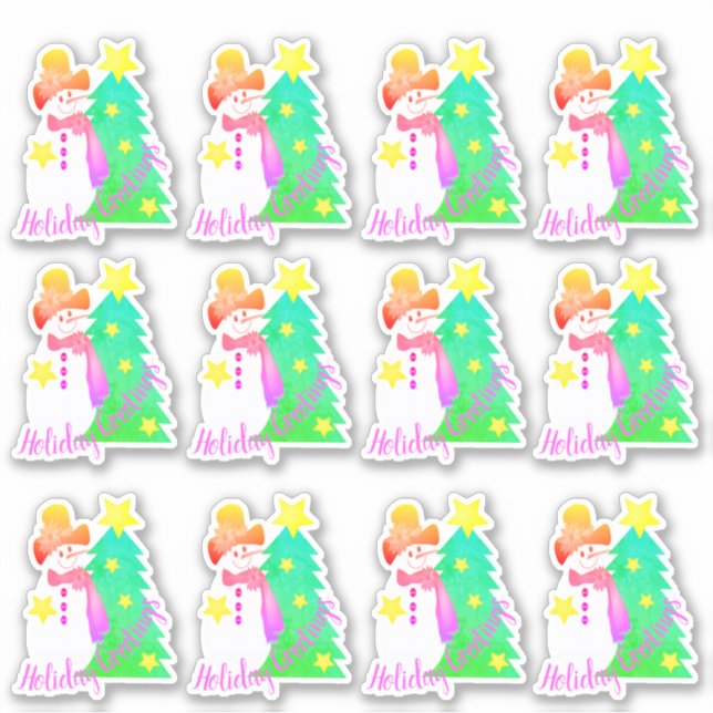 Snowman With Pinks And Green (Front)