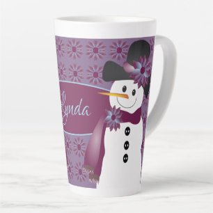 Snowman With Plum Latte Mug