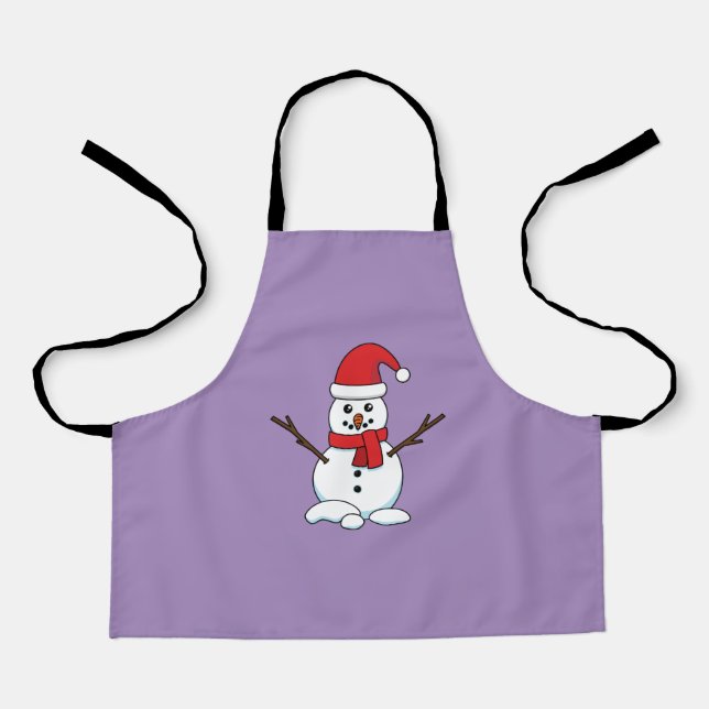 Snowman with Red Bonnet and Scarf Apron (Front)