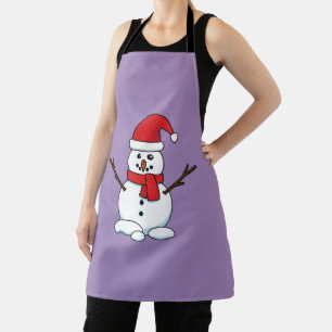 Snowman with Red Bonnet and Scarf Apron
