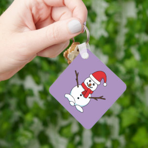 Snowman with Red Bonnet and Scarf Keychain