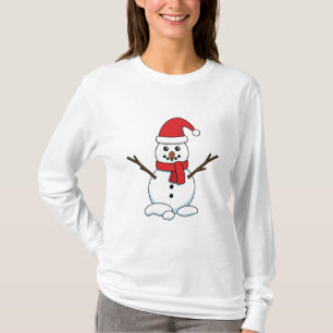 Snowman with Red Bonnet and Scarf T-Shirt