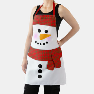 Snowman With Red Scarf Christmas Apron