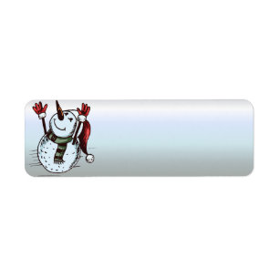 Snowman With Santa Hat - Carrot Nose - Green Scarf