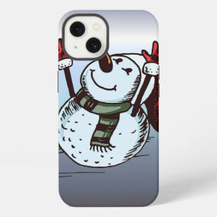 Snowman With Santa Hat - Carrot Nose - Green Scarf iPhone 13 Case